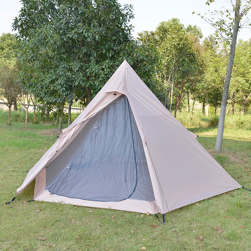 2023 Outdoor Pointed Tent Outdoor Camping Thickened Double Layer 5-Person Camping Canopy Tent