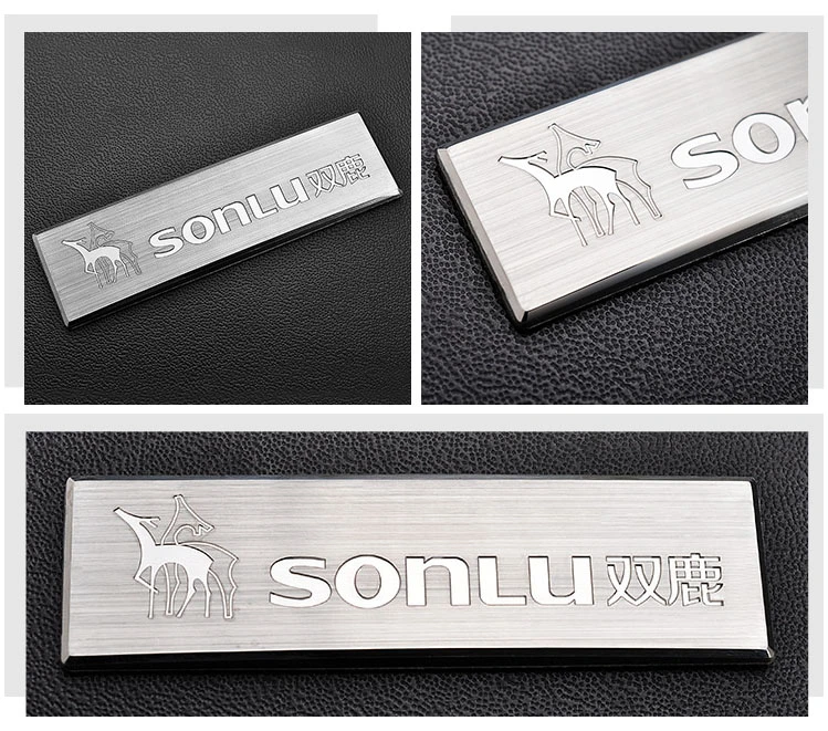 Custom 0.5mm THK Alu. (0.3~1.5mm Can Do) Embossed or Debossed Emblem Metal Logo