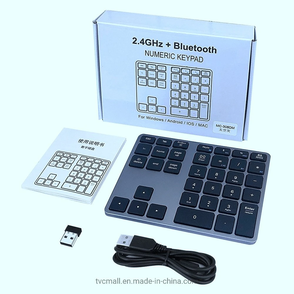 Mc-308dm Bluetooth/2.4G Wireless Mini Numeric Keyboard 35 Keys Computer Laptop Keypad - Black