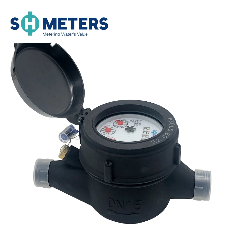 Class C Multi-Jet Dry Type Reed Switch Water Meter Plastic Material for School Pulse Read Display