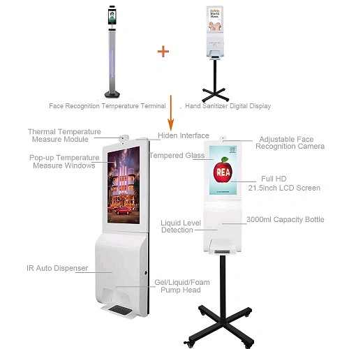 Face Recognition Machine with 21.5inch Ad Player and Temperature Measurement Terminal