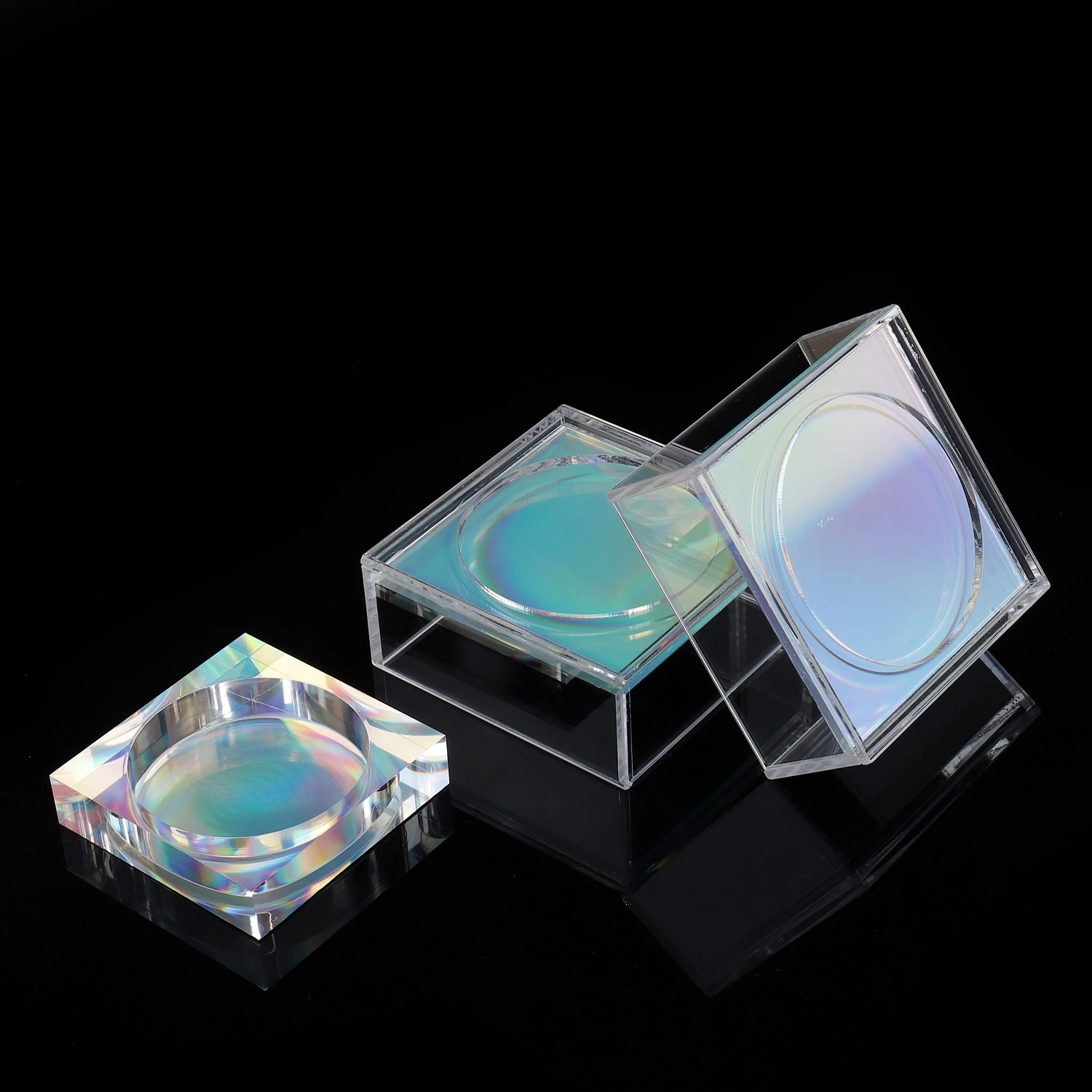 Boîtier de base en acrylique transparent et carré écologique OEM pour Salon des bijoux