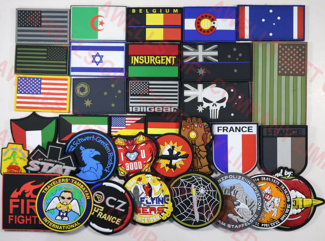 USA Custom Rubber Badge Patch Made Sewing Patch Designer Rubber Logo PVC Patches for Clothing Label