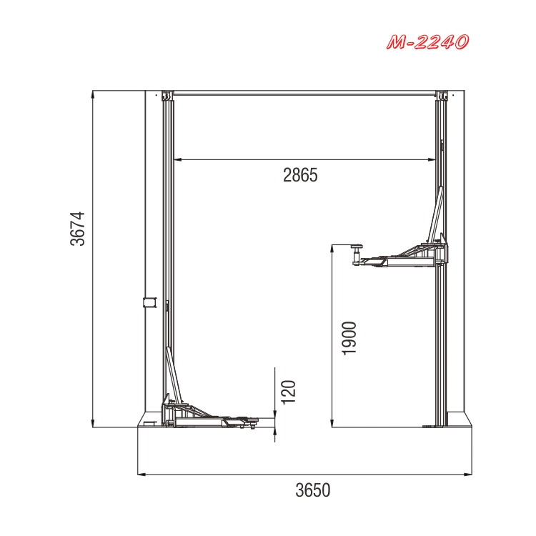 Vico 4.5t /Asymmetric One Side Release Floor Clear Car Lift