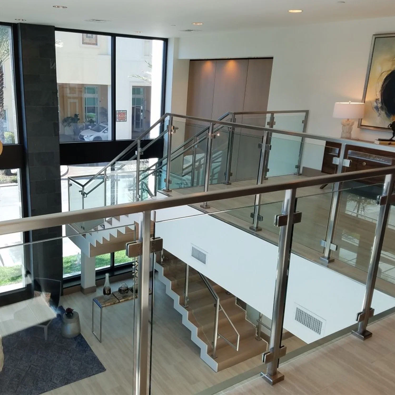 Unikim Stainless Steel Glass Stair Railing System Balcony Railing with CE