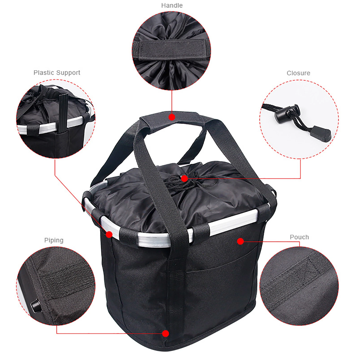 Foldable Aluminum Alloy Basket Mountain Bike Large Bearing Capacity Detachable Bike Basket Bl22562