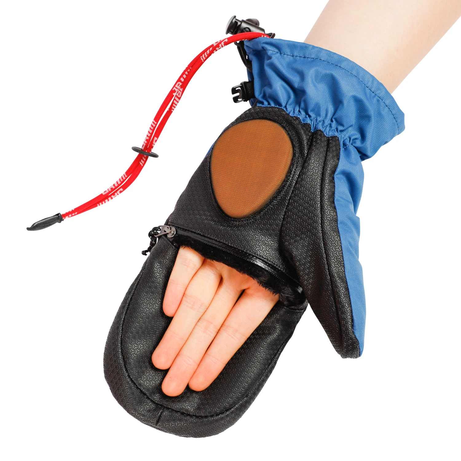 Dual-Purpose Ski Gloves with Zipper and Magnetic Snap Closure That Turns Into a Half-Finger Glove