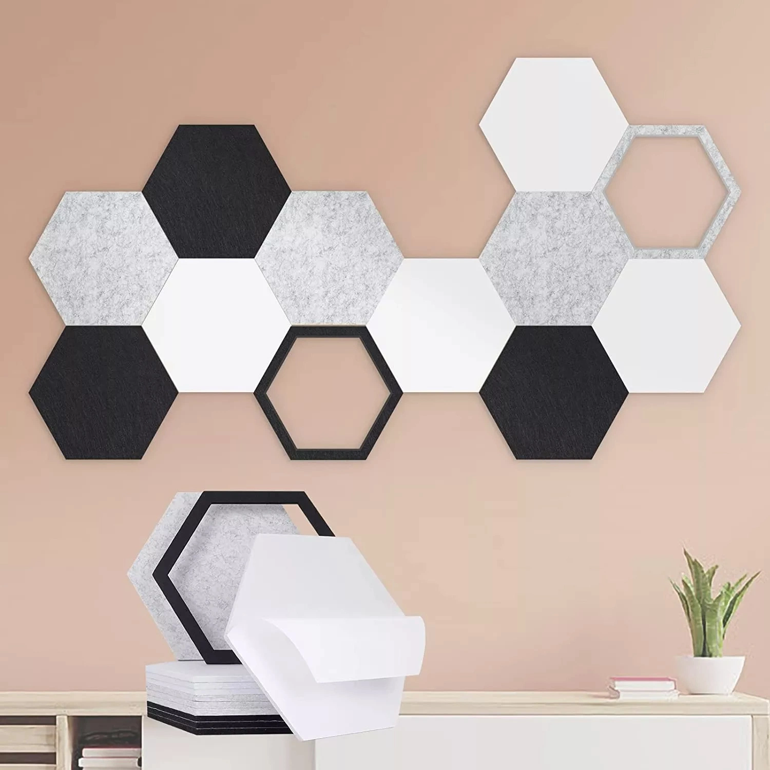 Hexagon Soft 3D Acoustic Wall Panels Sound Absorption Polyester Fire Retardant Acoustic Panel for Home Decoration