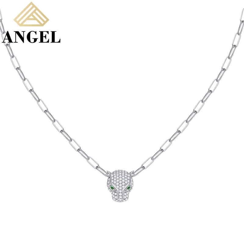 Accessoires pour hommes et femmes Ensemble de bijoux en argent 925 avec bague, boucles d'oreilles, pendentif, collier et bracelet. Bijoux à tête de léopard à la mode en zircone cubique pour vente en gros d'usine.