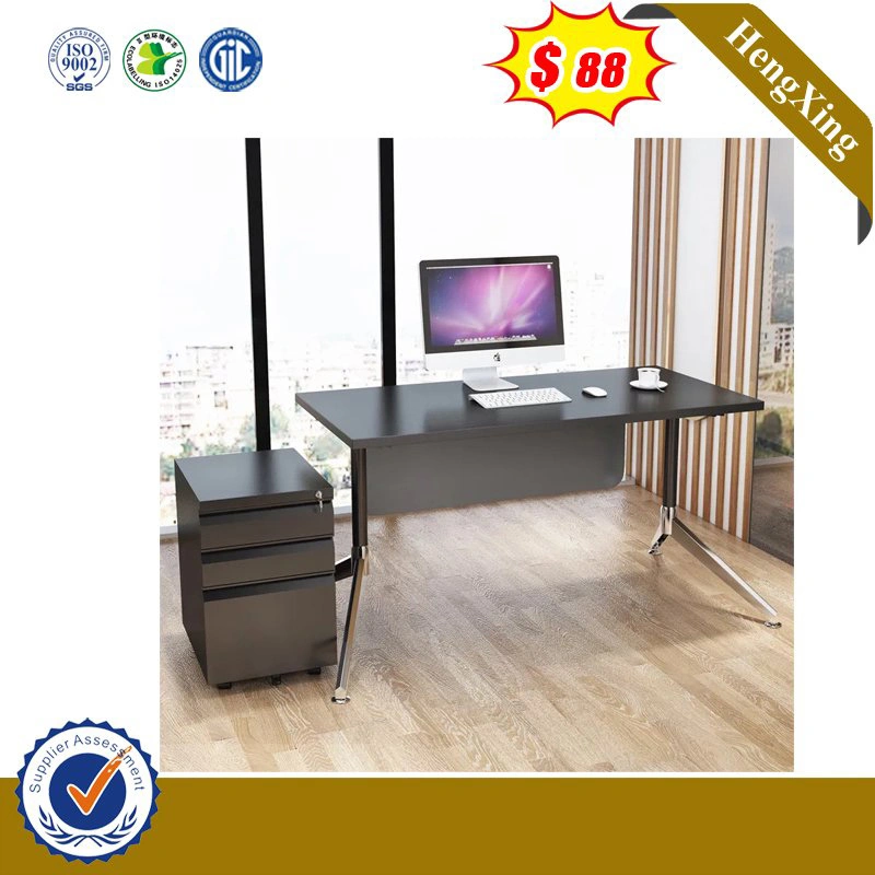 Black Glass Top Writing Metal Legs Computer Laptop Desk