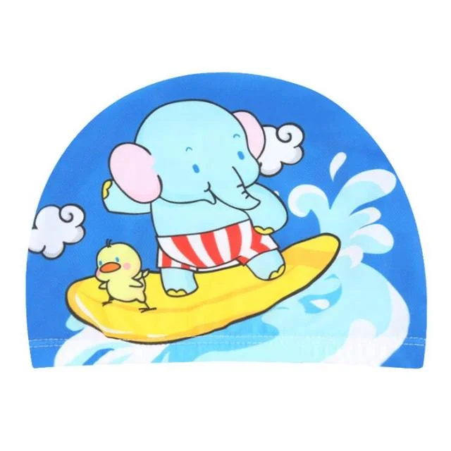 Benutzerdefinierte Logo Schwimmen Kappe für Kinder elastisches Gewebe Cute Cartoon Für lange Haare schöne Kinder schützen Ohren schwimmen Pool Hut Für Jungen Mädchen schwimmen