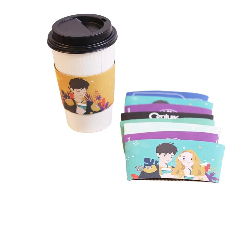 Biodegradable Disposable Corrugated Paper Coffee Cup Cover Cardboard Paper Card Cover for Juice