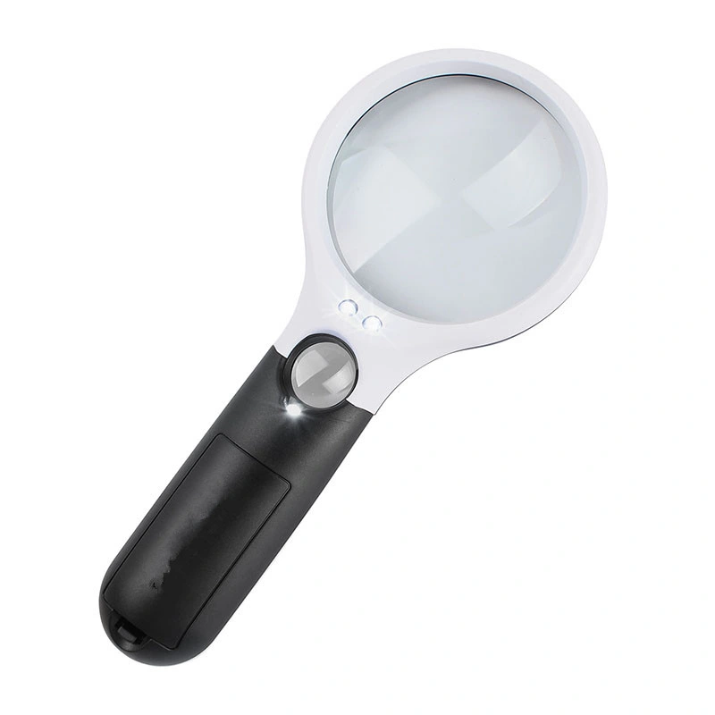 Große optische Lupe mit Acryl-LED-Handheld-Vergrößerungsglas (BM-MG4117)