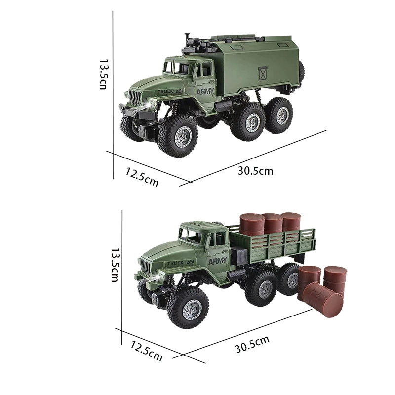 Boys Gift 27MHz Remote Control off Road Army Style Command Car Carrier Vehicle Toys Kids Six-Wheels 1: 16 RC Military Style Truck with Light