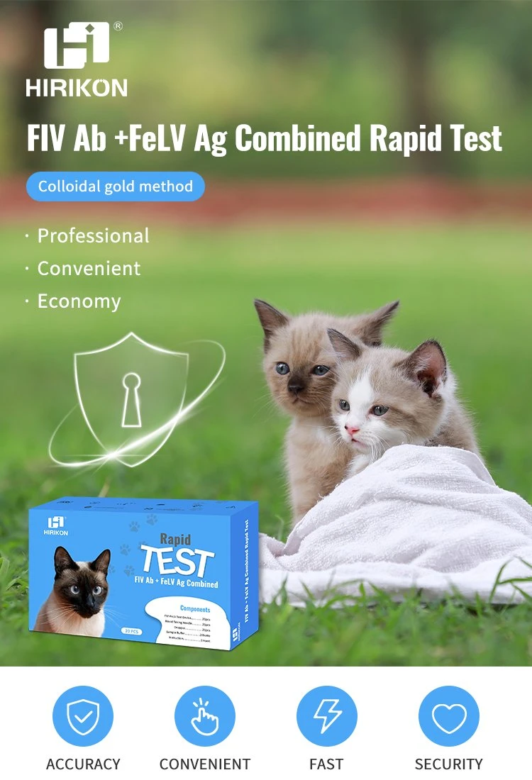 Hirikon High Accuracy Fast Fiv/Felv AG Pet Home Cat Rapid Test