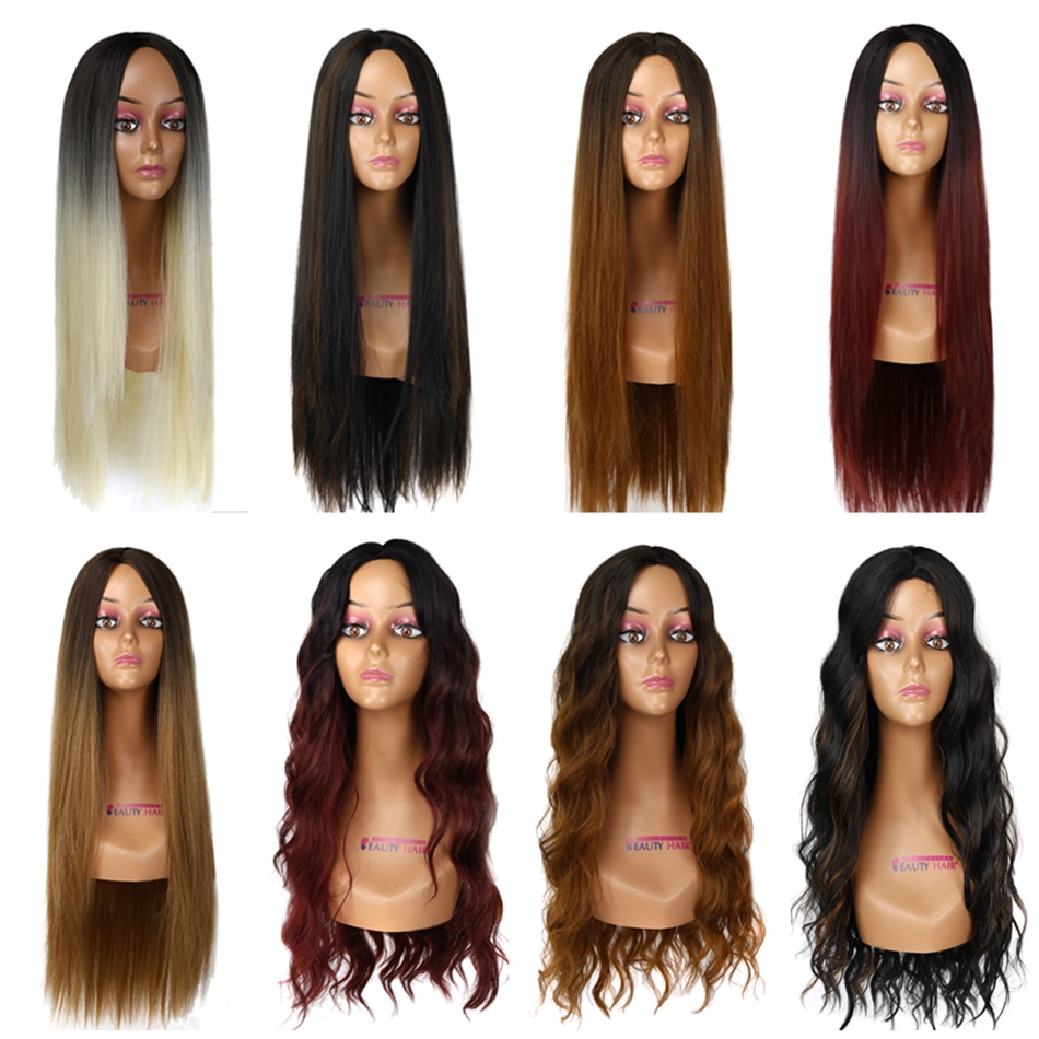 Synthetic Wig Straight Long Wavy Cosplay Party Daily High Density Two Tone Color Middle Part Natural Side 10% off