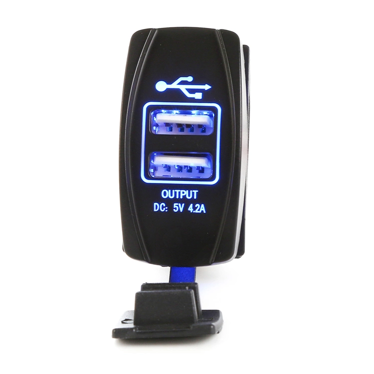 Cargador de coche con rojo azul verde de salida de luz LED de 5V 4.2A resistente al agua de la UAB la toma del cargador de coche