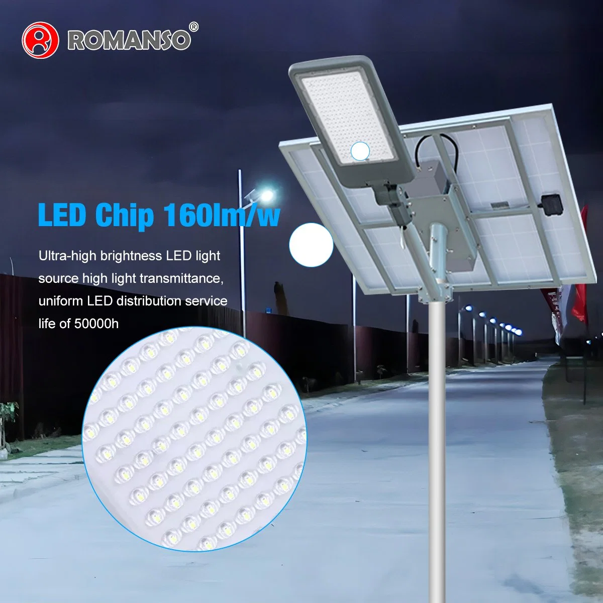 Integrated Solar Street Lights IP66 Romanso or ODM Solar Light Tower Lighting