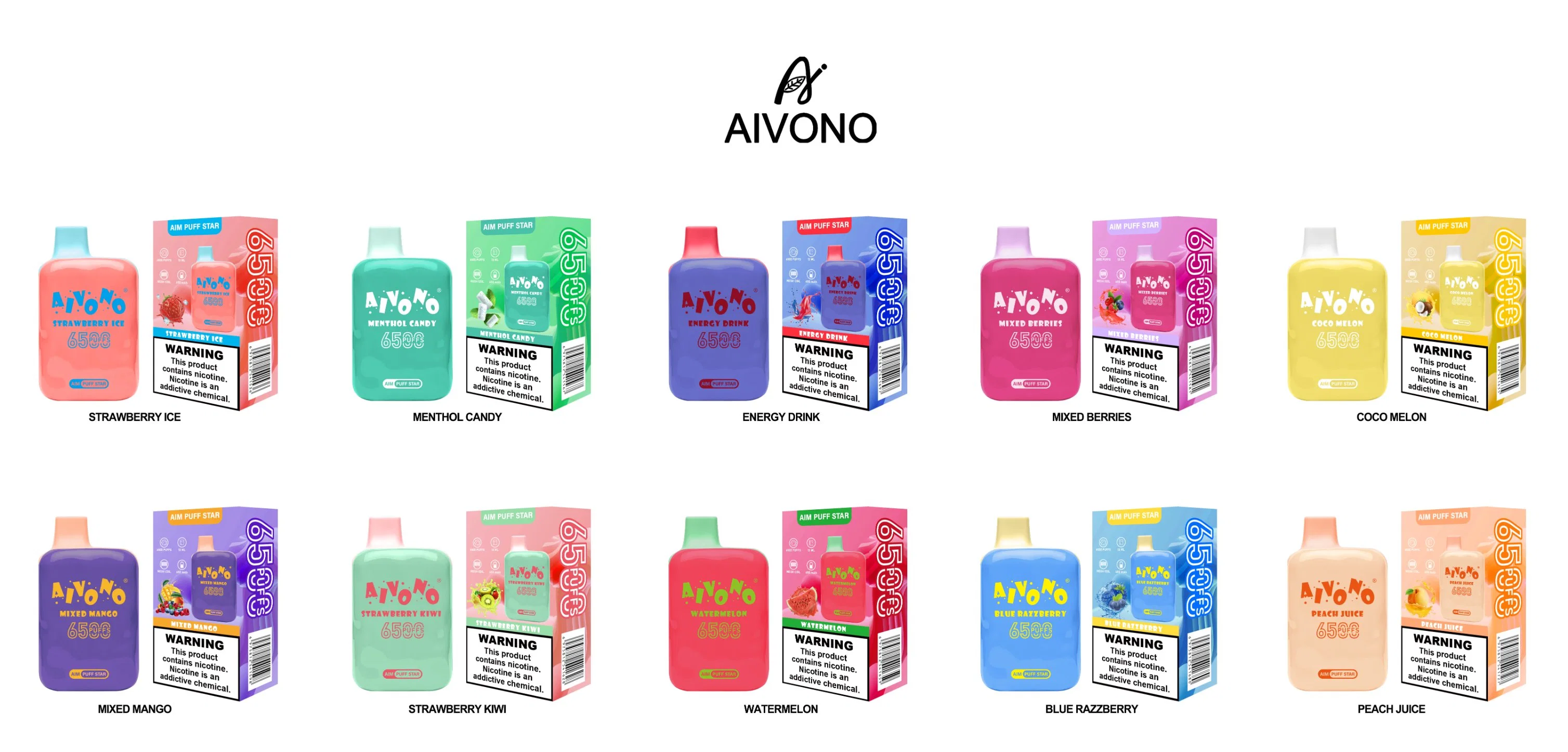 Aivono Hot Selling Huge Vapor Multiple Flavors 6500puffs Aim Puffstar Mesh Coil No Leak