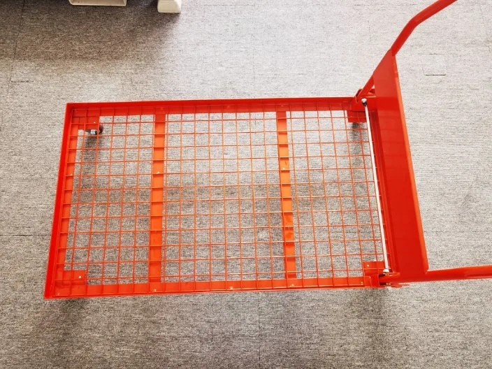 Promotional Various Durable Using Tool Four Wheels Folding Metal Mesh Pallet Trolley Cart with Logo