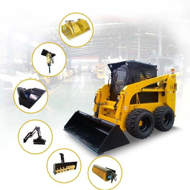 Mini Joystick Loader 500kg 700kg 1050kg 1500kg Wheel Skid Steer Loader with Attachments