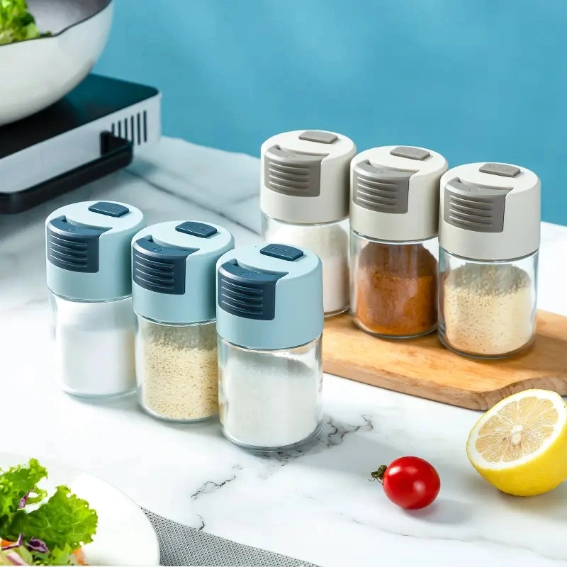 Glass Shaker Bottle Household Kitchen Quantitative Salt Sugar Shaker Seasoning Jar Sealed Moisture-Proof Glass Bottle