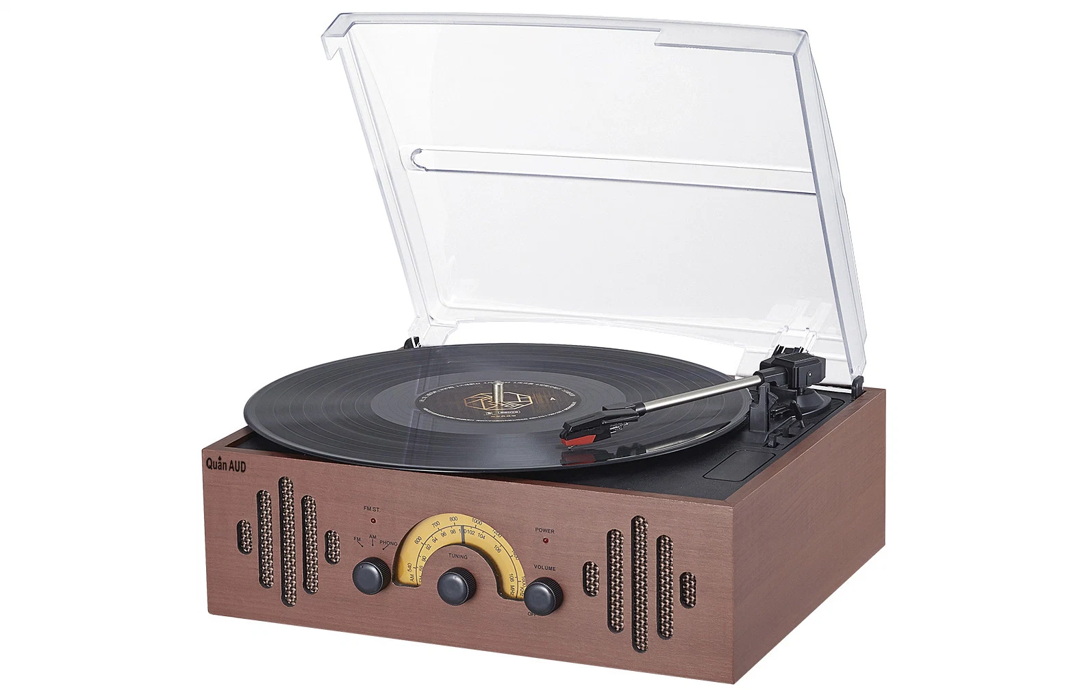 Caixa de madeira MDF revestida com PVC Retro Turntable Vinyl Record Leitor