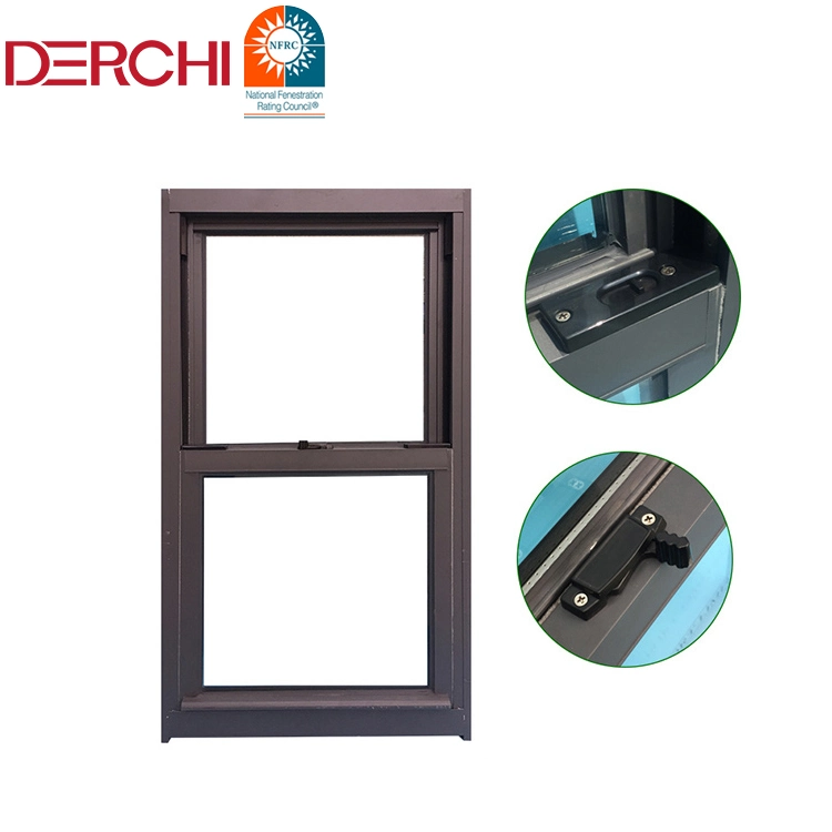 Guangzhou Large Vertical Slide Thermal Double Glass Aluminum Sash Single Double Hung Window