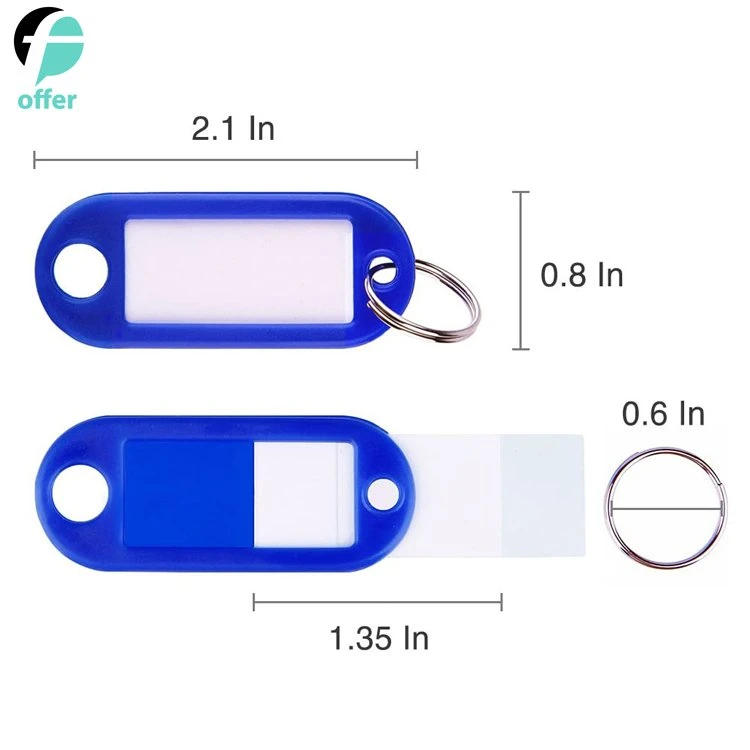 Regalos promocionales de plástico de colores surtidos Etiquetas clave con el anillo de división de la ventana de la etiqueta