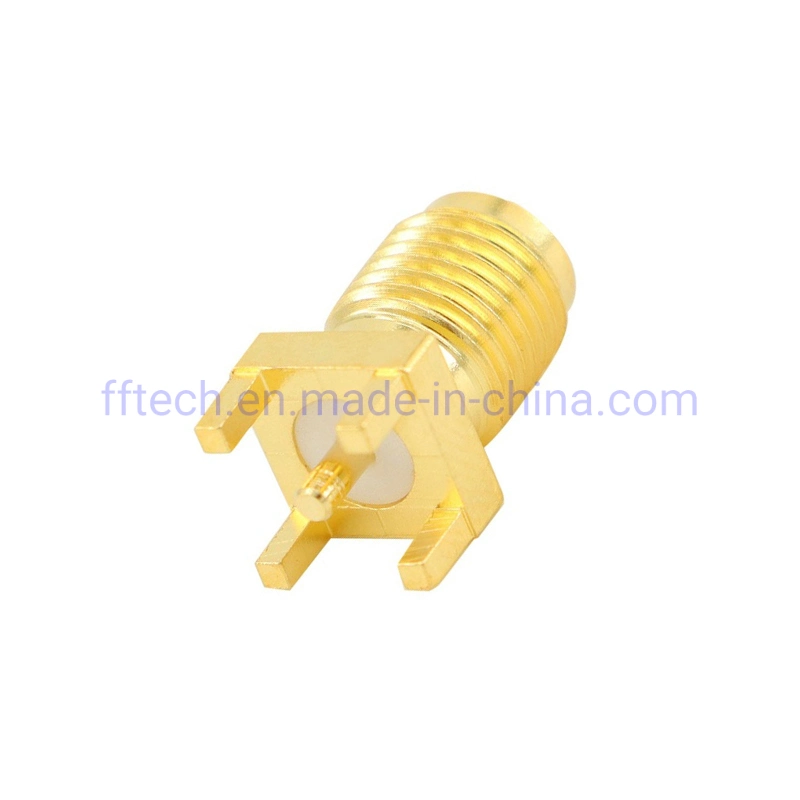 Gold-Plating Vertical Type Outer Screw Inner Hole PCB Mount RF Coaxial Connector SMA Connector