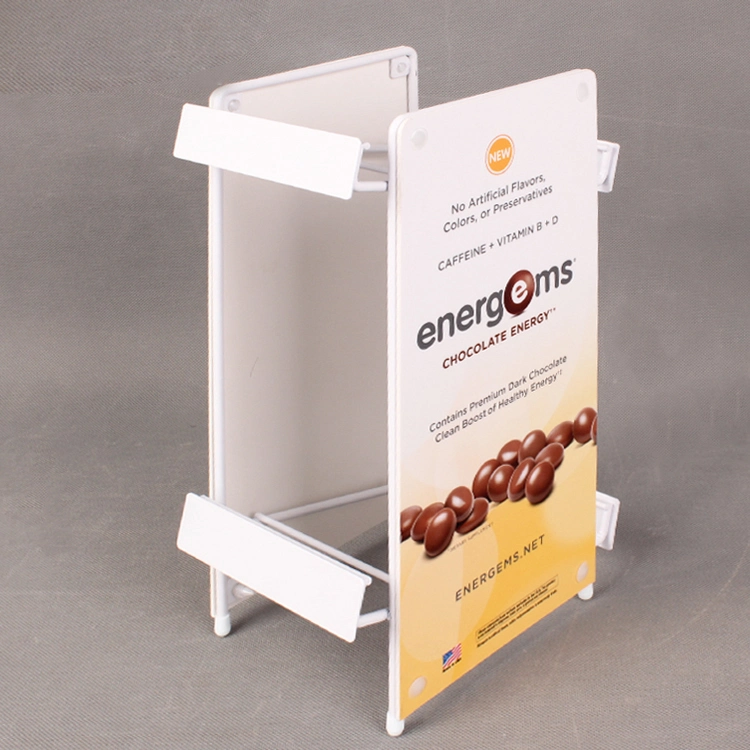 Cashier Desk Chocolate Rack 2 Tiers Metal Wire and PVC Display Coffee Bean Shelf