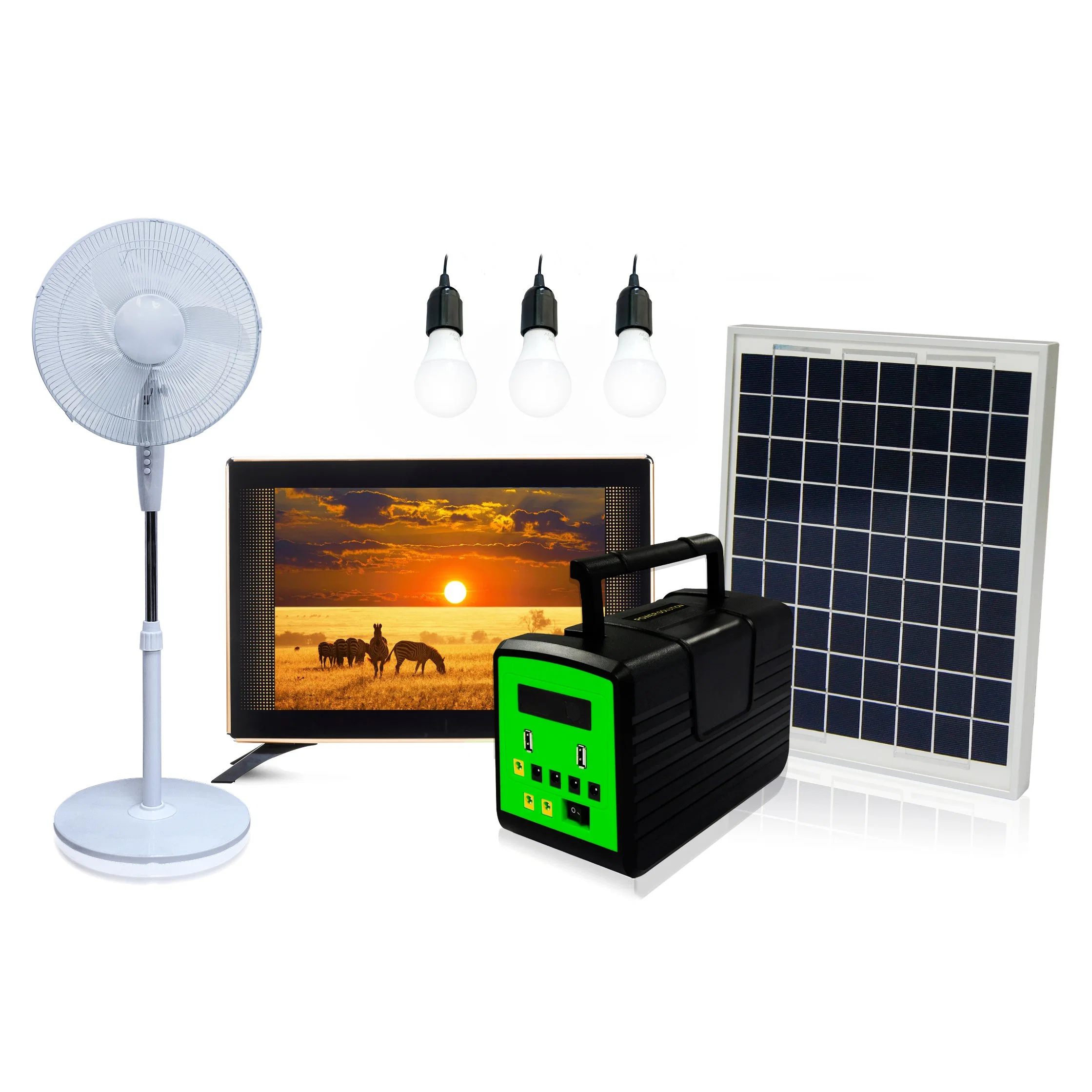 Home Power System 20W Solar Panel 13ah Li-ion Battery with LED Lamp and Home Lighting Kits Solar Energy System