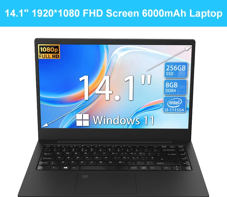 Venda por grosso 14,1 polegadas estojo de plástico completo Laptop Win11 I3-1115g4 6000mA 4G LTE 5g Bt4.2 WiFi mini notebooks domésticos e pessoais