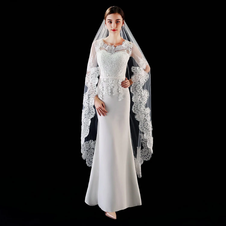 New Single-Layer Long Bridal Veil Wedding Accessories High-Grade Lace Welt Metal Hair Comb Wedding Dress
