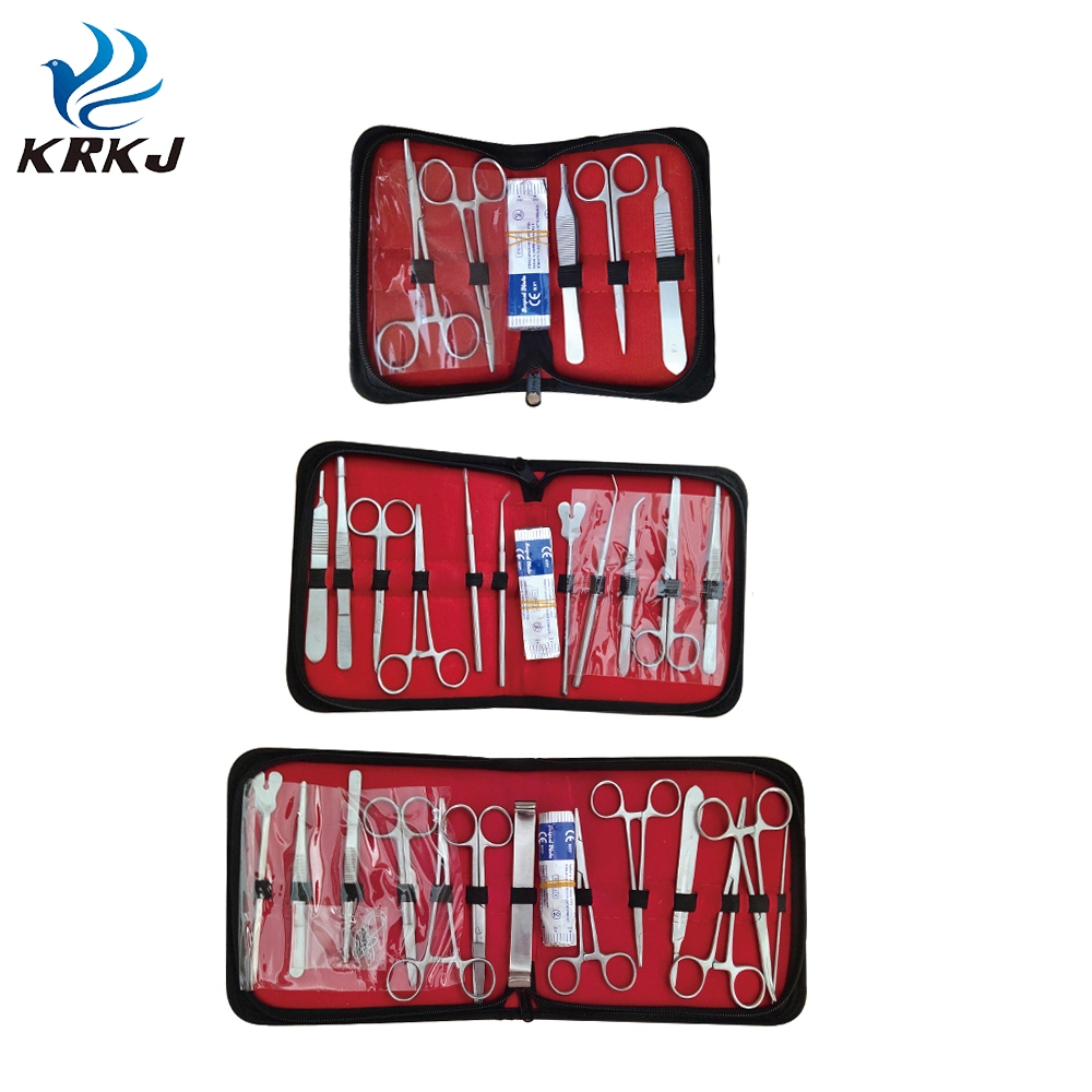 Especificaciones de tres animales veterinario disponible conjunto de instrumentos quirúrgicos bolsa de herramientas