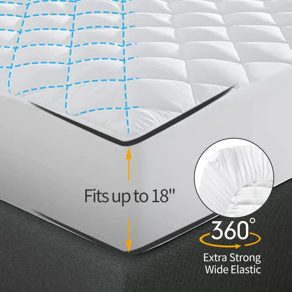 Housse de matelas matelassée blanche et imperméable anti-allergie pour très grand lit, au design personnalisé