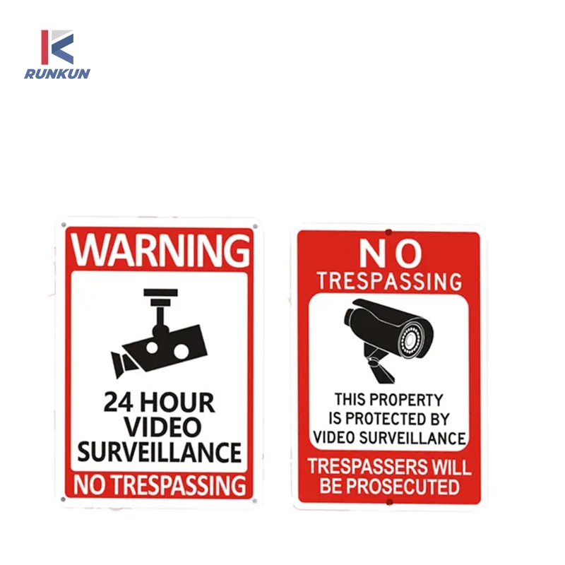 24-Hour Video Surveillance Security Camera Aluminum Plate UV Printing Warning Camera Sign