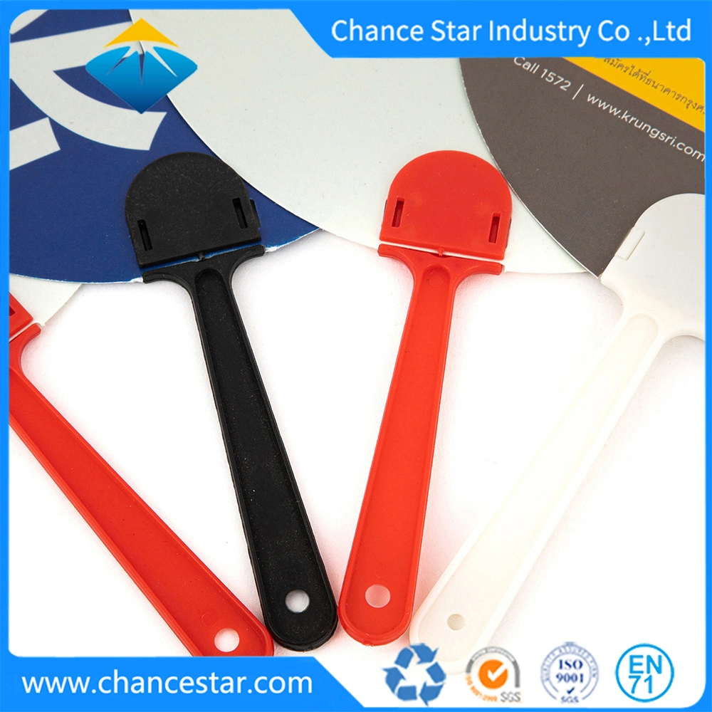 Custom Logo Printed Round Mini Plastic PP Hand Fan Cn Gift