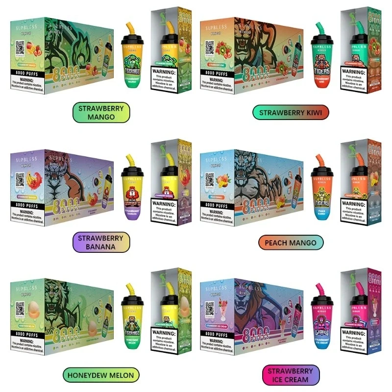 Randm Wholesale/Supplier Disposable/Chargeable Vape Pen Hookah Supbliss Bingo 8000 Elf Puff Bar E Liquid OEM/ODM 12 Fruit Juice Flavors Wape