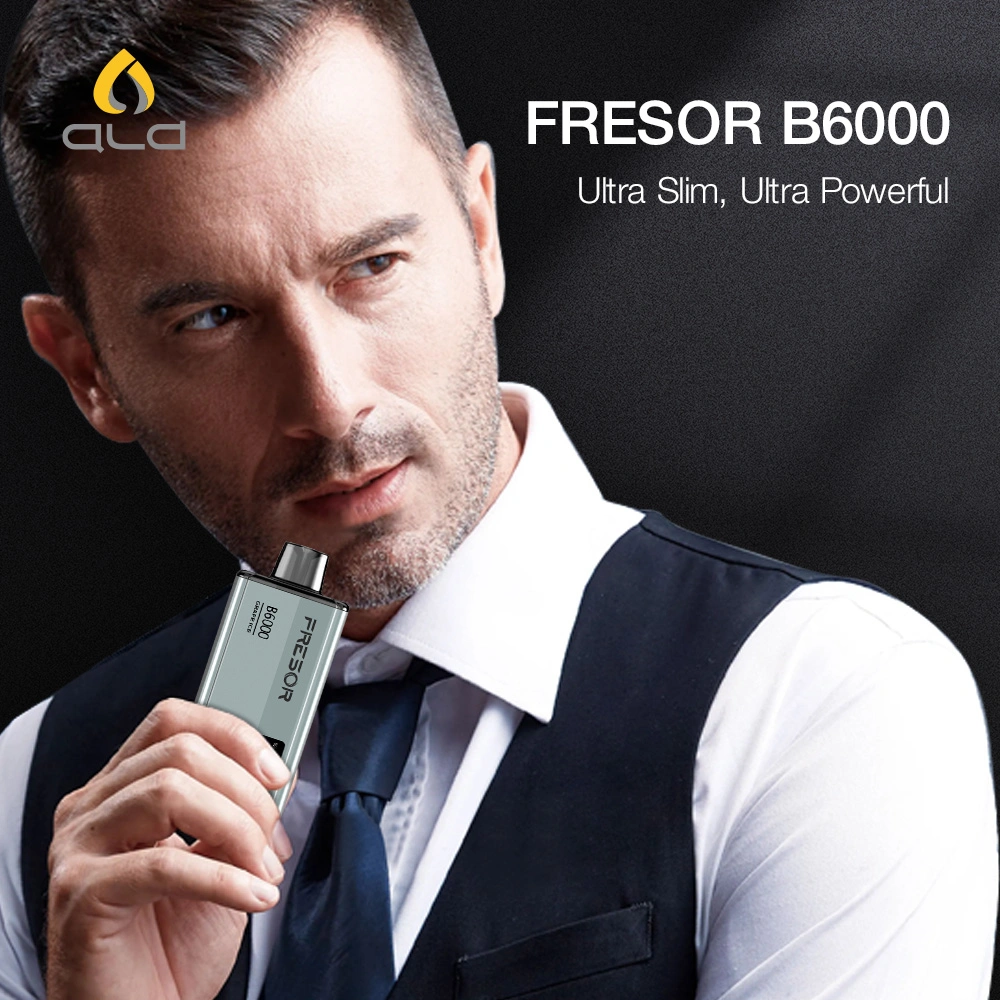 Sous Ohming meilleure première bouffée Fresor B6000 Vape jetables stylo avec 18,2 W/maille double bobine/l'écran numérique Afficher état Eliquid