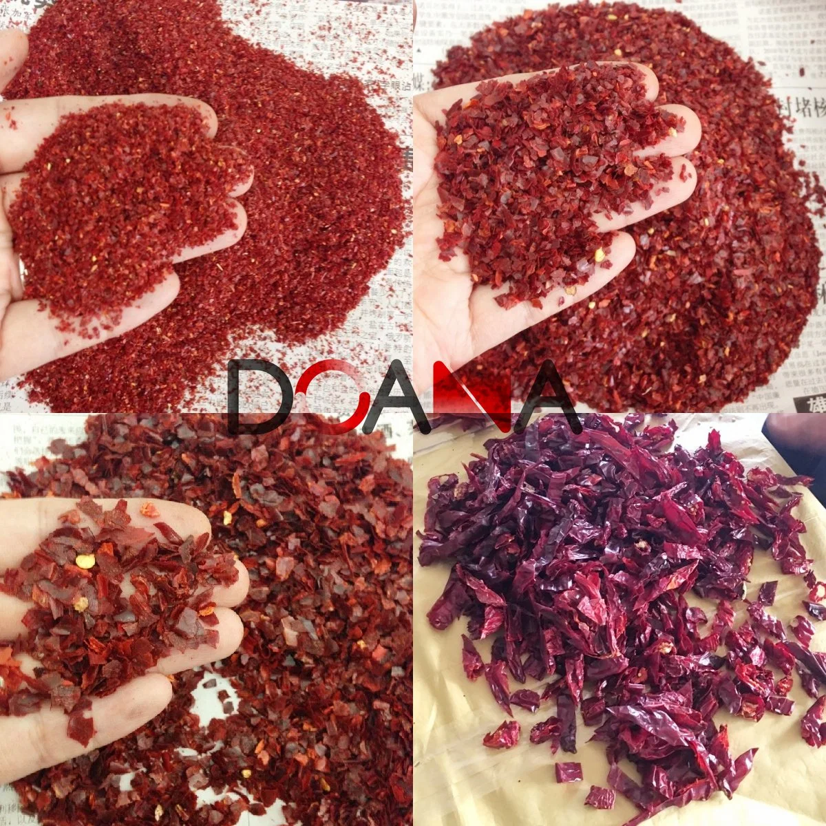 Fábrica China producir Picantes malla 8 Ají triturado, 3mm de malla de hojuelas de Chile, 70 de chili en polvo