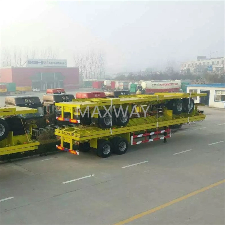 China Tri Eixos 60 toneladas 20/40 Febre FT o transporte de contentores deque plano cama alta camião de plataforma semi reboque para preço de venda