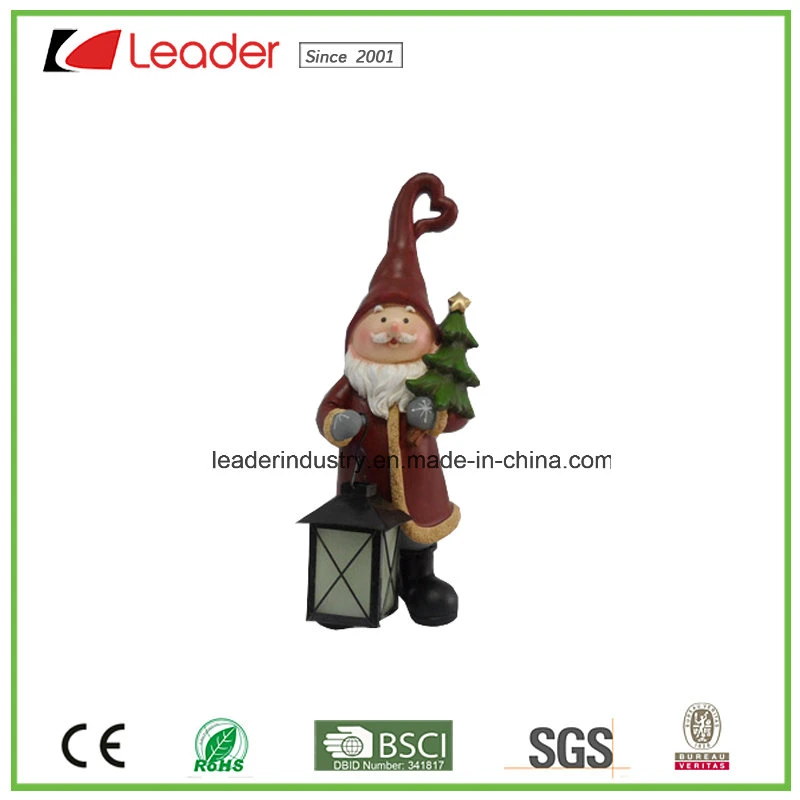 Hand-Painted Resin Girl Figurine with Lantern for Home and Christmas Decoration