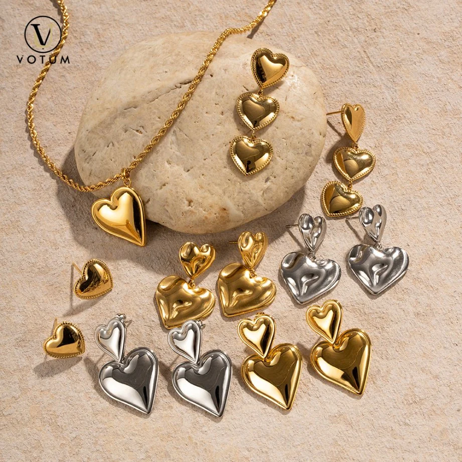 Votum Wholesale/Supplier OEM forma del corazón puro 925 Sterling Silver pendiente Con 18K Joyas bañadas en oro