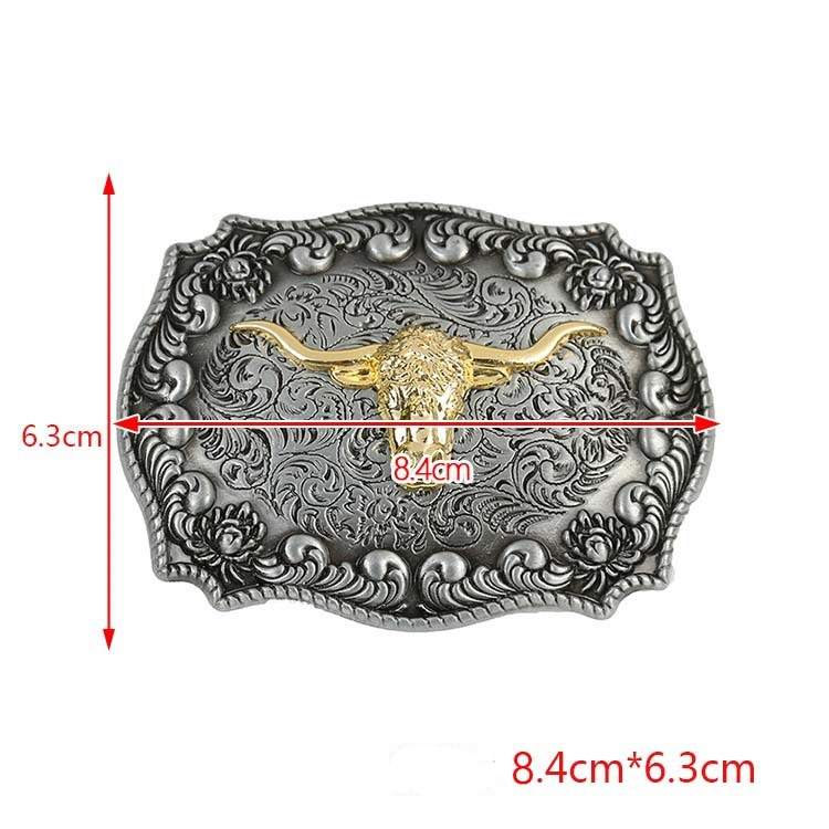 Western Glide Belt Buckle Alloy Slider Adjuster Shoulder Zinc Alloy Strap Buckles Silver Gold Bull Horn Belt Buckle