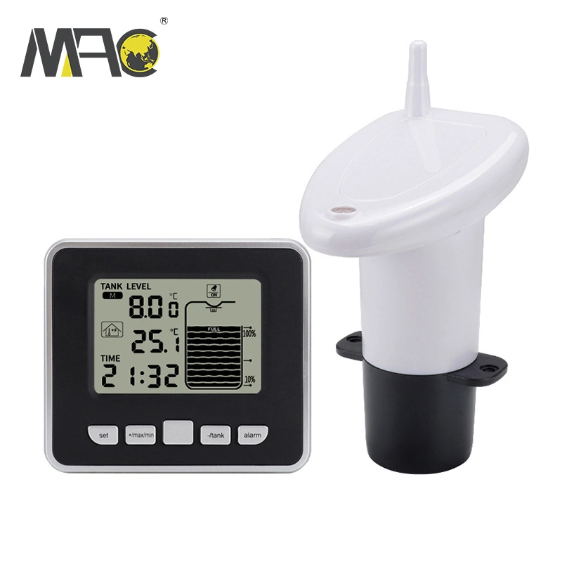 Macsensor 15m Tanque de agua ultrasónico inalámbrica Sensor de nivel de profundidad de líquido con indicador de temperatura