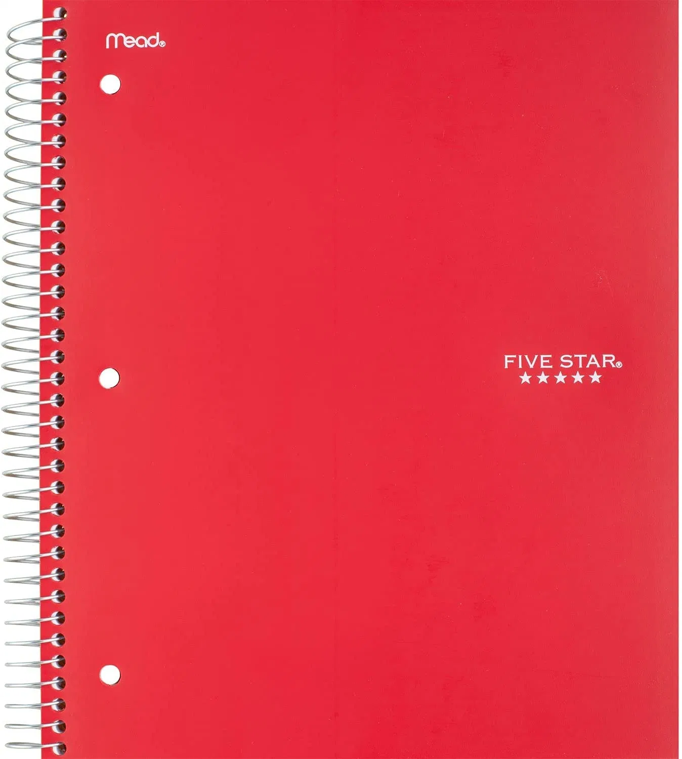 Five Star Spiral Notebook, 3 Subject, College Ruled Paper, 150 Sheets, 11" X 8-1/2