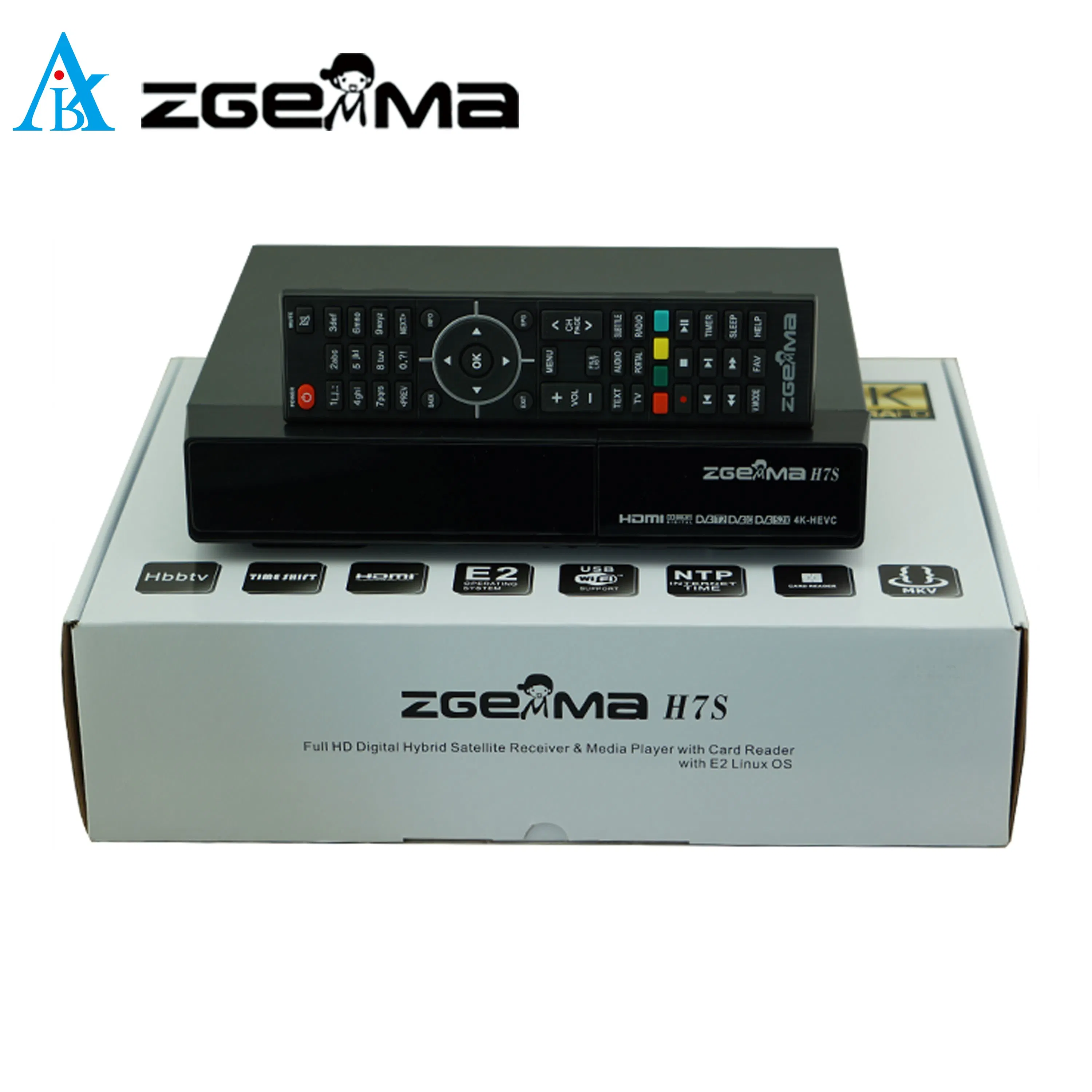 جهاز استقبال تلفزيون Zgemma H7s المجهز لاستقبال إرسال القمر الصناعي - Enigma2 Linux OS، 2*DVB-S2/S2X + DVB-T2/C Hybrid Tuner، دقة 4K فائقة الوضوح للغاية