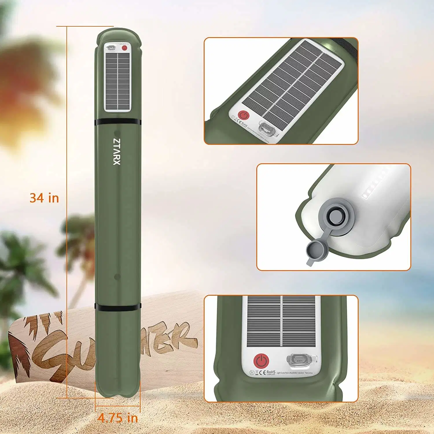 Outdoor Collapsible LED Solar Lamp Inflatable Folding Waterproof 2-in-1 Phone Charger Battery Portable Solar Camping Light