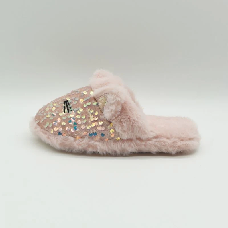 Glitter Upper Cat Ear Plush Lining Wholesale/Supplier Slippers